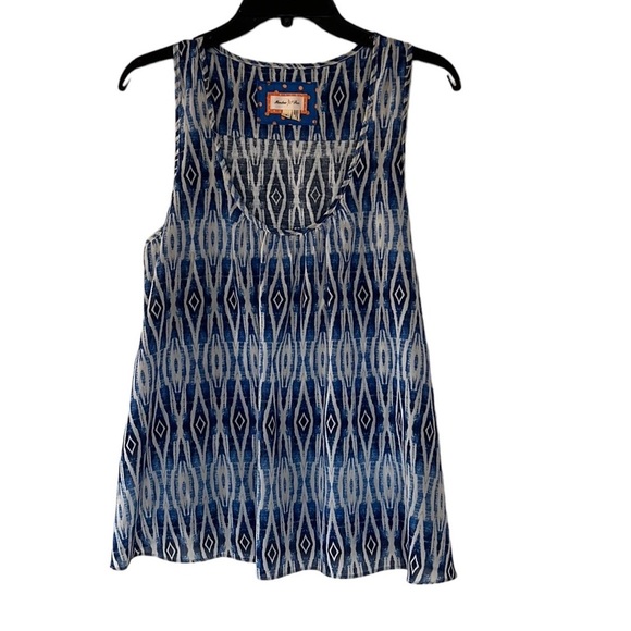 Anthropologie meadow rue sleeveless top with flowy overlay blue/white size M EUC - Picture 1 of 7